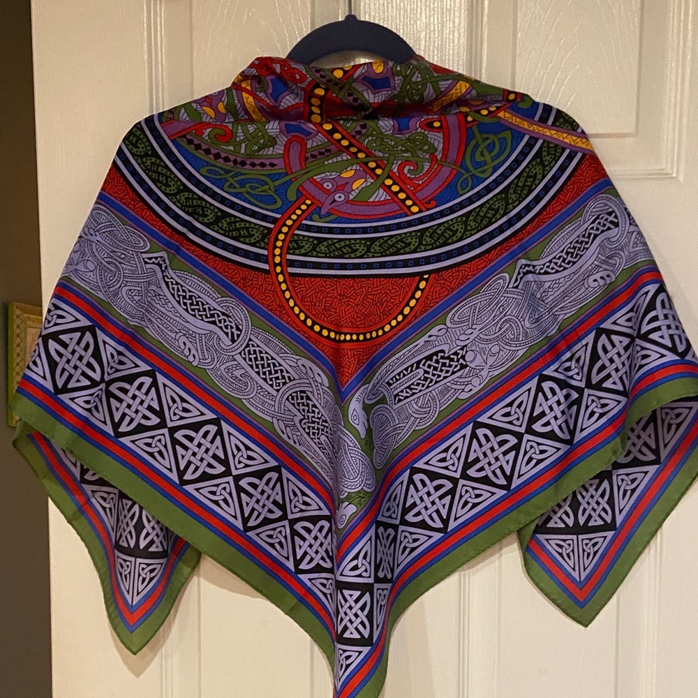Multicolor Celtic Pattern Scarf Silk Scarf - Picture 1 of 10